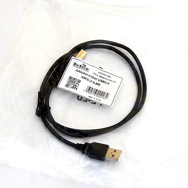 Кабель USB 2.0 для принтера DeTech USB 2.0 AM-BM 1.8M от компании F-MART - фото 1