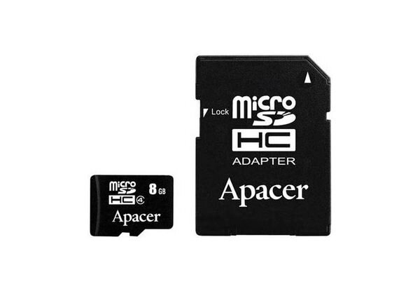Карта памяти Apacer micro SDHC 8Gb class4+SD (AP8GMCSH4-R) от компании F-MART - фото 1