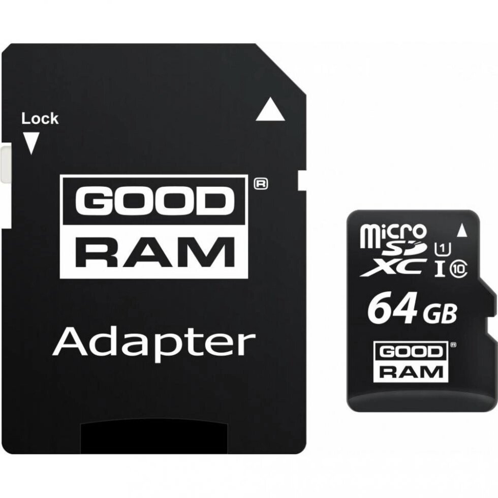 Карта памяти GoodRAM microSDXC 64GB Class 10 UHS-I (с адаптером) от компании F-MART - фото 1