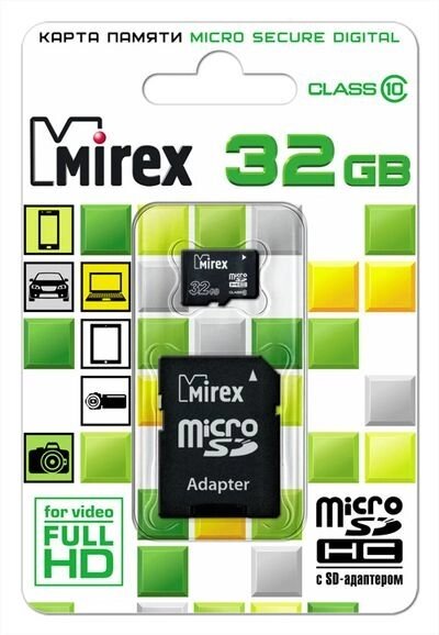 Карта памяти Mirex microSD 32GB (Class 10) с адаптером (13613-AD10SD32) от компании F-MART - фото 1
