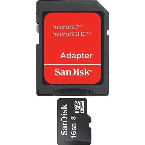 Карта памяти SanDisk microSDHC 16GB Class 4 (с адаптером) от компании F-MART - фото 1