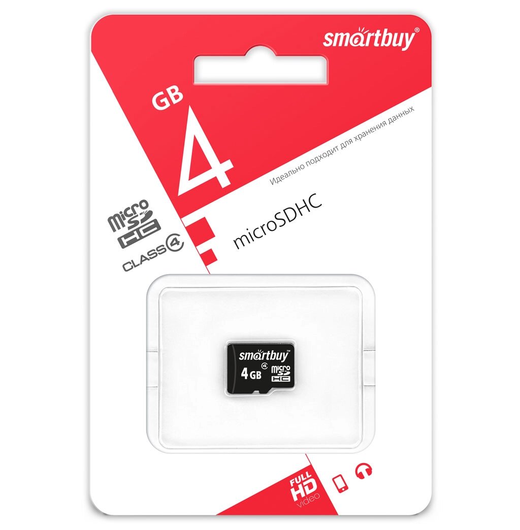 Карта памяти SmartBuy microSD 04GB (Class 4) без адаптера (SB4GBSDCL4-01) от компании F-MART - фото 1