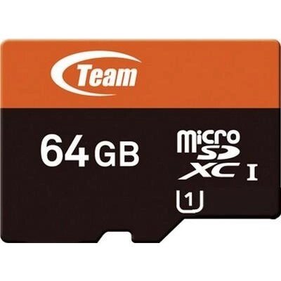Карта памяти TEAM 64 GB microSDXC+SD Adapter TUSDX64GUHS0 от компании F-MART - фото 1