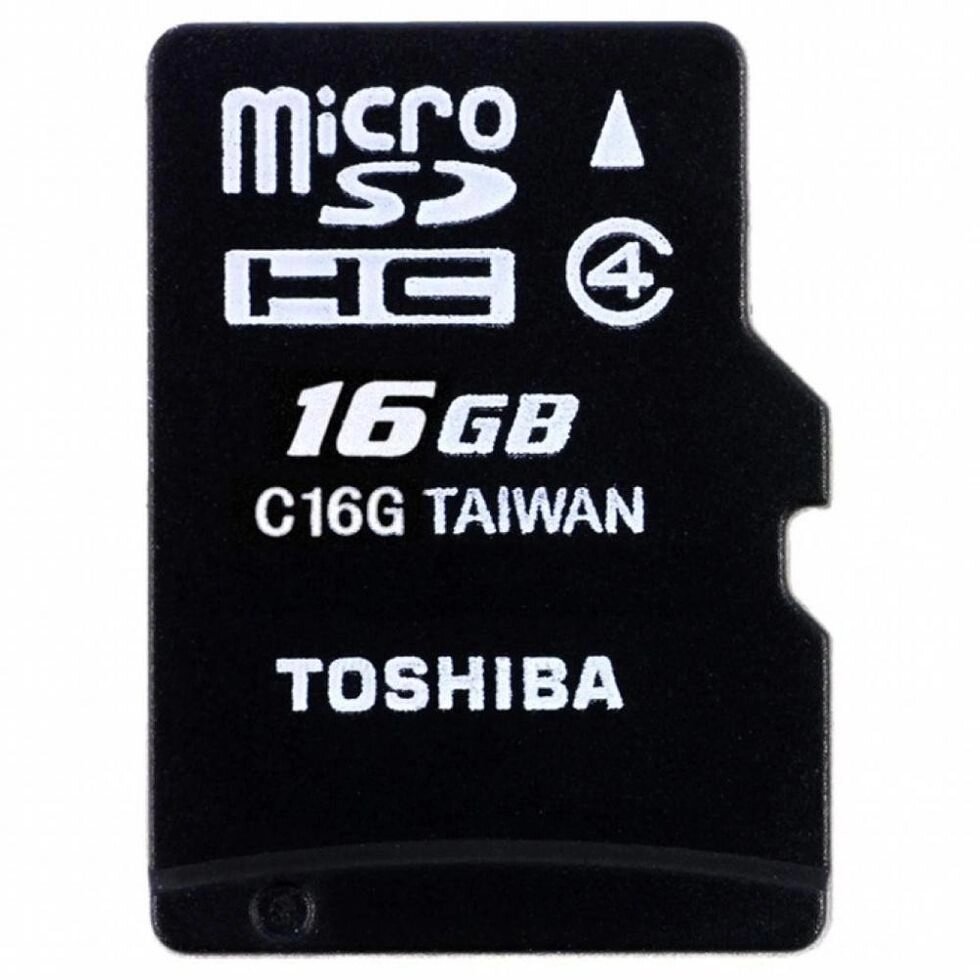 Карта памяти Toshiba 16 GB microSDHC class 4 + SD adapter от компании F-MART - фото 1