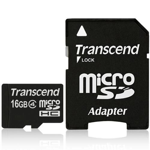 Карта памяти Transcend MicroSDHC 16 GB Class 4 + SD-adapter (TS16GUSDHC4) от компании F-MART - фото 1