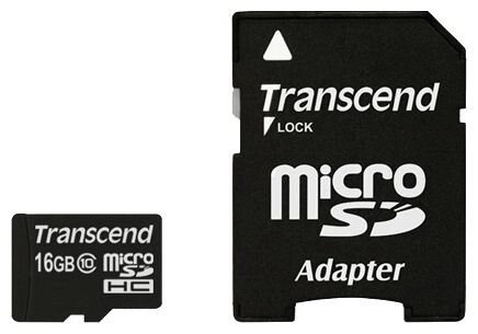 Карта памяти Transcend MicroSDHC 16GB Class 10 + SD-adapter (TS16GUSDHC10) от компании F-MART - фото 1