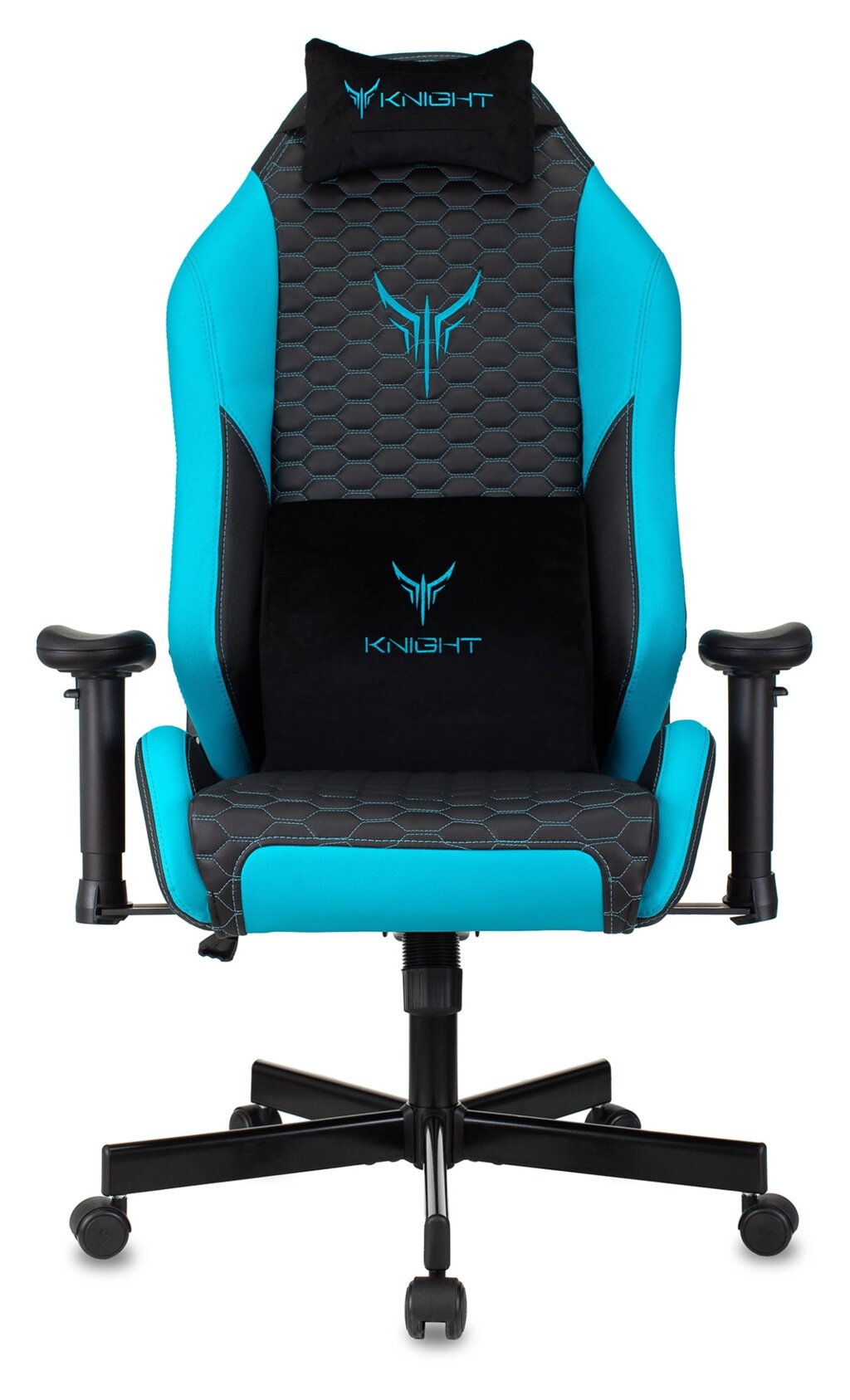 Кресло игровое Бюрократ Knight Neon черный/голубой от компании F-MART - фото 1