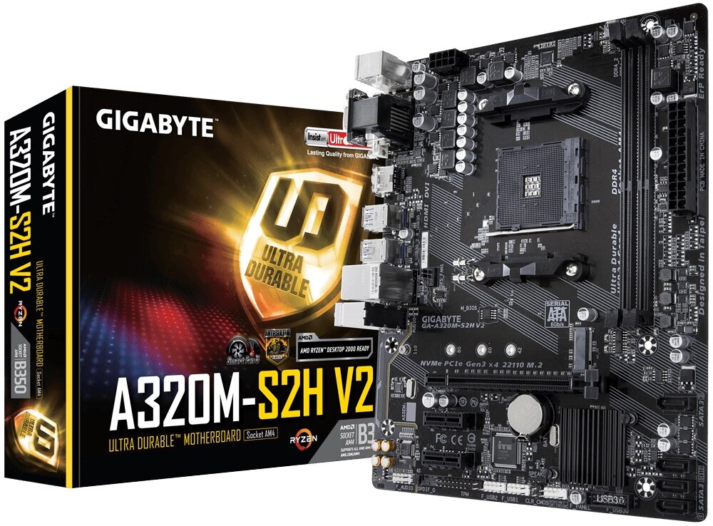 Материнская плата Gigabyte GA-A320M-S2H V2 от компании F-MART - фото 1