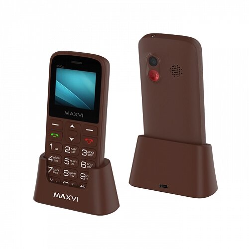 Мобильный телефон Maxvi B100ds Brown (с док-станцией) от компании F-MART - фото 1