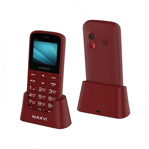 Мобильный телефон Maxvi B100ds Wine Red (с док-станцией) от компании F-MART - фото 1
