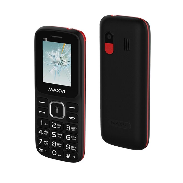 Мобильный телефон Maxvi C26 Black/Red от компании F-MART - фото 1