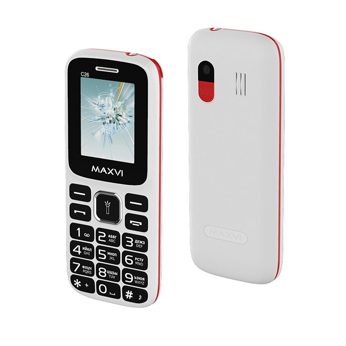 Мобильный телефон Maxvi C26 White/Red от компании F-MART - фото 1