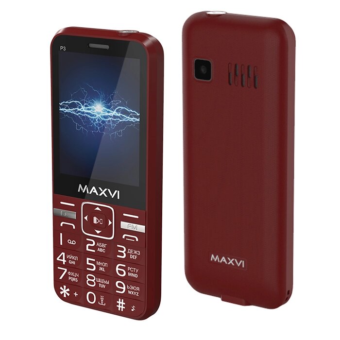 Мобильный телефон Maxvi P3 Wine Red от компании F-MART - фото 1