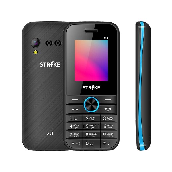 Мобильный телефон Strike A14 Black/Blue от компании F-MART - фото 1
