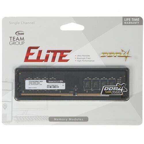Модуль памяти DDR4 4 ГБ Team Elite (TED44G2666C1901***); 21300 MБ/с; 2666 МГц; RET от компании F-MART - фото 1