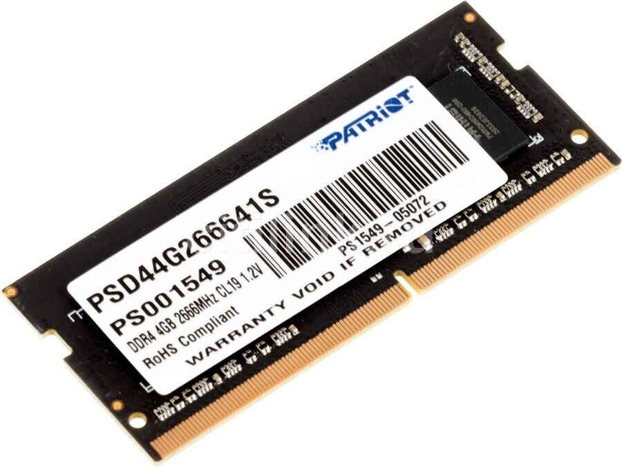 Модуль памяти SODIMM DDR4 4 ГБ Patriot (PSD44G266641S***); 21300 MБ/с; 2666 МГц; RET от компании F-MART - фото 1