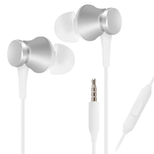 Наушники-вкладыши Xiaomi Mi In-Ear Headphones Basic, серебро (HSEJ03JY) от компании F-MART - фото 1