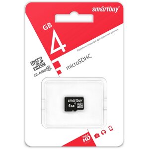 Карта памяти SmartBuy microSDHC 04GB (Class 10) без адаптера (SB4GBSDCL10-00)