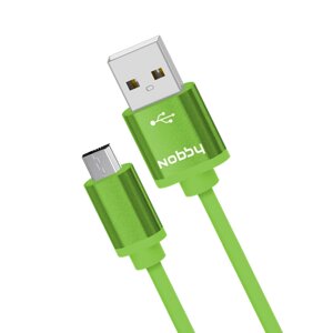 Кабель Nobby Practic USB - micro USB, 2.1A, длина 1,0 м, зеленый (NBP-DT-005GN)