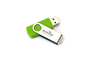 Флешка DeTech 32GB U3 USB 3.0 Swivel Green