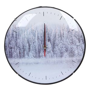 Настенные часы Perfeo Quartz "PF-WC-006", круг, 30см, зимний лес
