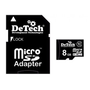 Карта памяти DeTech microSD MC-8Gb (C10 с адаптером)