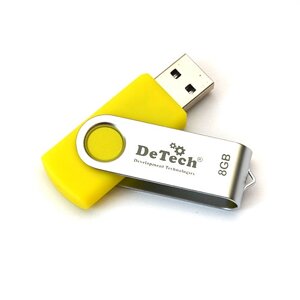 Флешка DeTech 8GB U3 (Swivel Yellow)