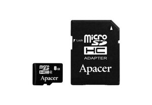 Карта памяти Apacer micro SDHC 8Gb class4+SD (AP8GMCSH4-R)