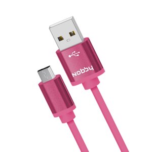 Кабель Nobby Practic USB - micro USB, 2.1A, длина 1,0 м, розовый (NBP-DT-005P)