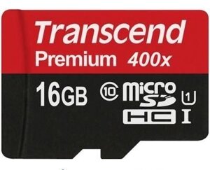 Карта памяти Transcend microSDHC 16GB Class 10 UHS-I Premium (TS16GUSDCU1)