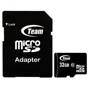 Карта памяти TEAM 32 GB microSDHC Class 10 + SD Adapter TUSDH32GCL1003