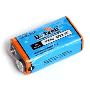 Батарейка DeTech 6F22 9V Super Heavy Duty