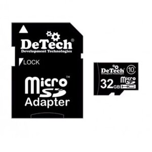 Карта памяти DeTech microSD MC-32GB+adapter class10