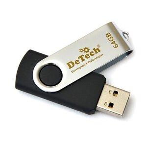 Флешка DeTech 128GB U3 USB 3.0 Swivel Black