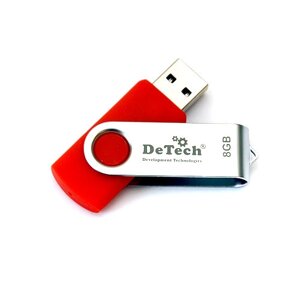 Флешка DeTech 8GB U3 (Swivel Red)