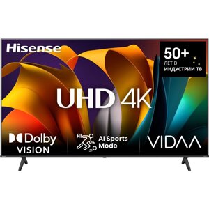 Телевизор Hisense 50A6N черный 3840x2160, 4K Ultra HD, 60 Гц, Wi-Fi, Smart TV, VIDAA