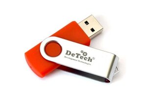 Флешка DeTech 128GB U3 USB 3.0 Swivel red