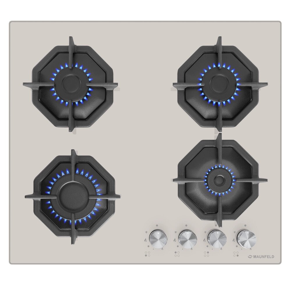 Поверхность газовая MAUNFELD EGHG. 64.2CBG/G бежевый (стекло, чугун, г/к) от компании F-MART - фото 1