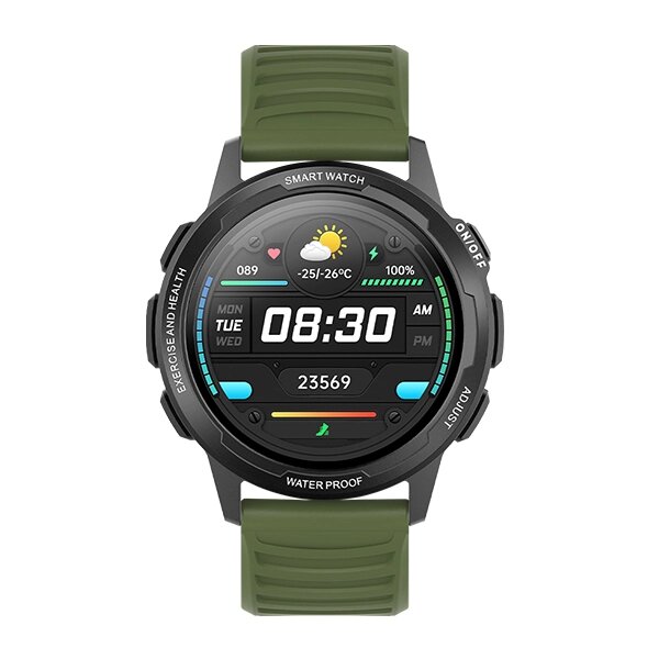 Смарт-часы BQ Watch 1.3 black+dark green wristband от компании F-MART - фото 1