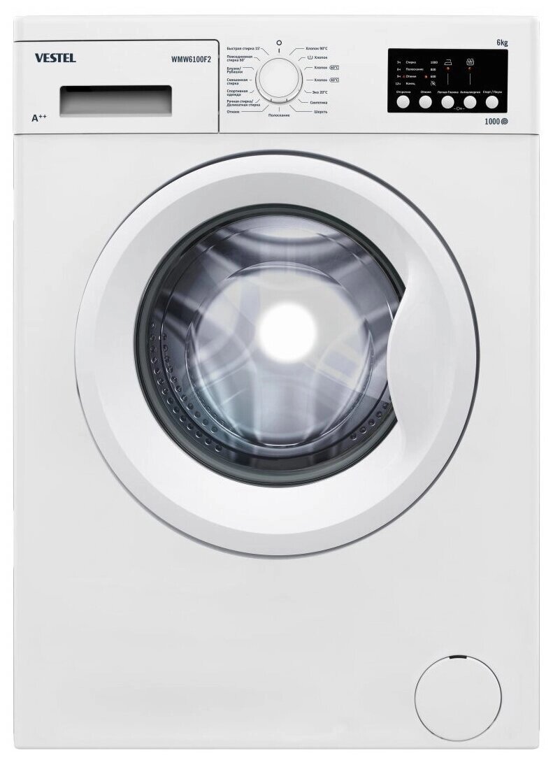 Стиральная машина VESTEL WMW6100F2 белый (6 кг) от компании F-MART - фото 1