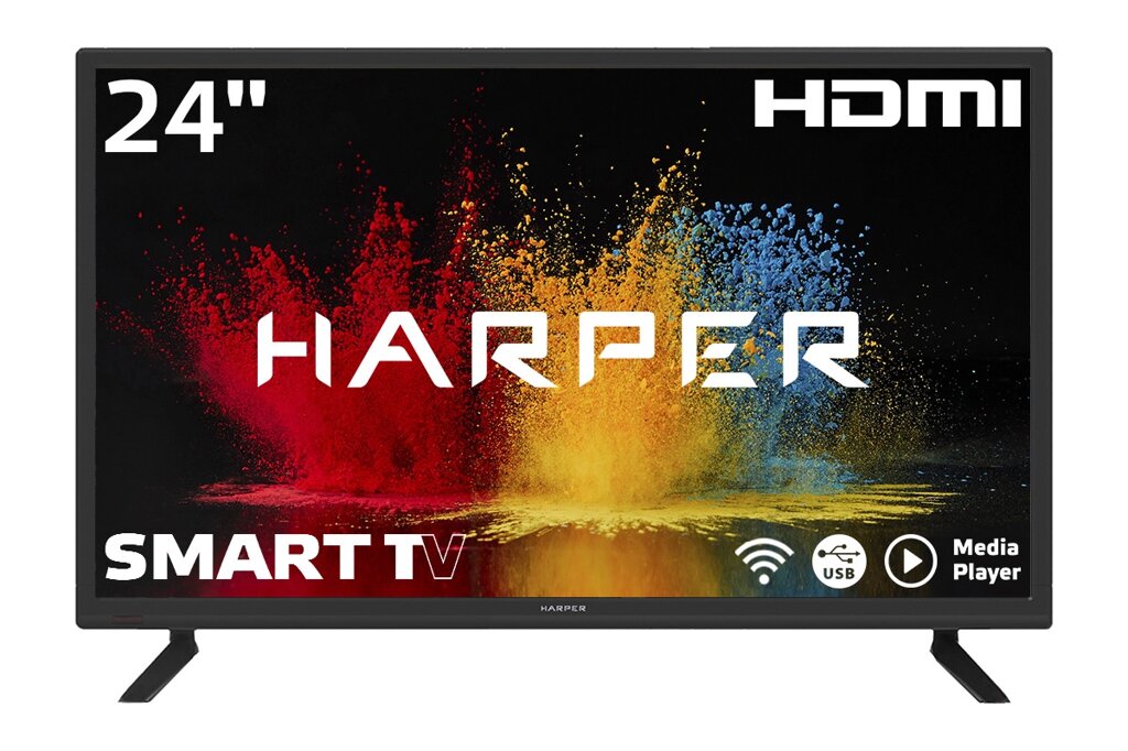 Телевизор Harper 24R470TS 24", HD Ready, Smart TV, черный от компании F-MART - фото 1