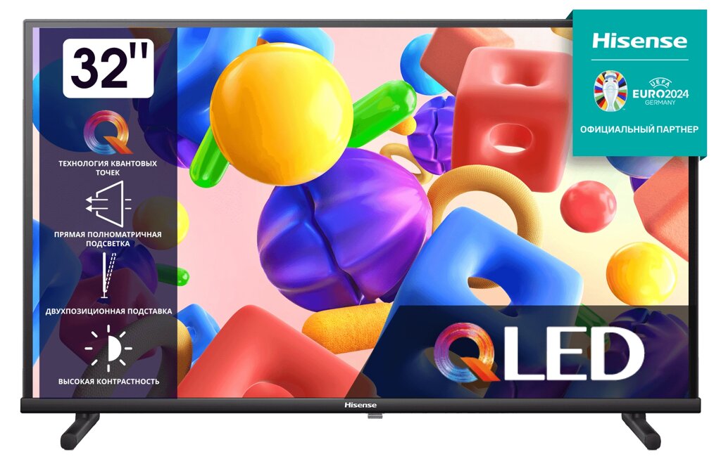 Телевизор Hisense 32A5KQ черный QLED 1920x1080, Full HD, 60 Гц, Wi-Fi, Smart TV, VIDAA от компании F-MART - фото 1