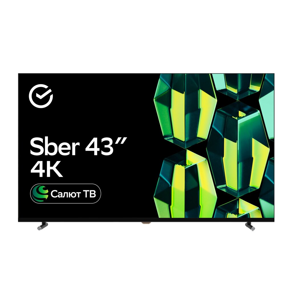 Телевизор Sber SDX-43U4124 черный 3840x2160, 4K Ultra HD, 60 Гц, Wi-Fi, Smart TV, Салют ТВ от компании F-MART - фото 1