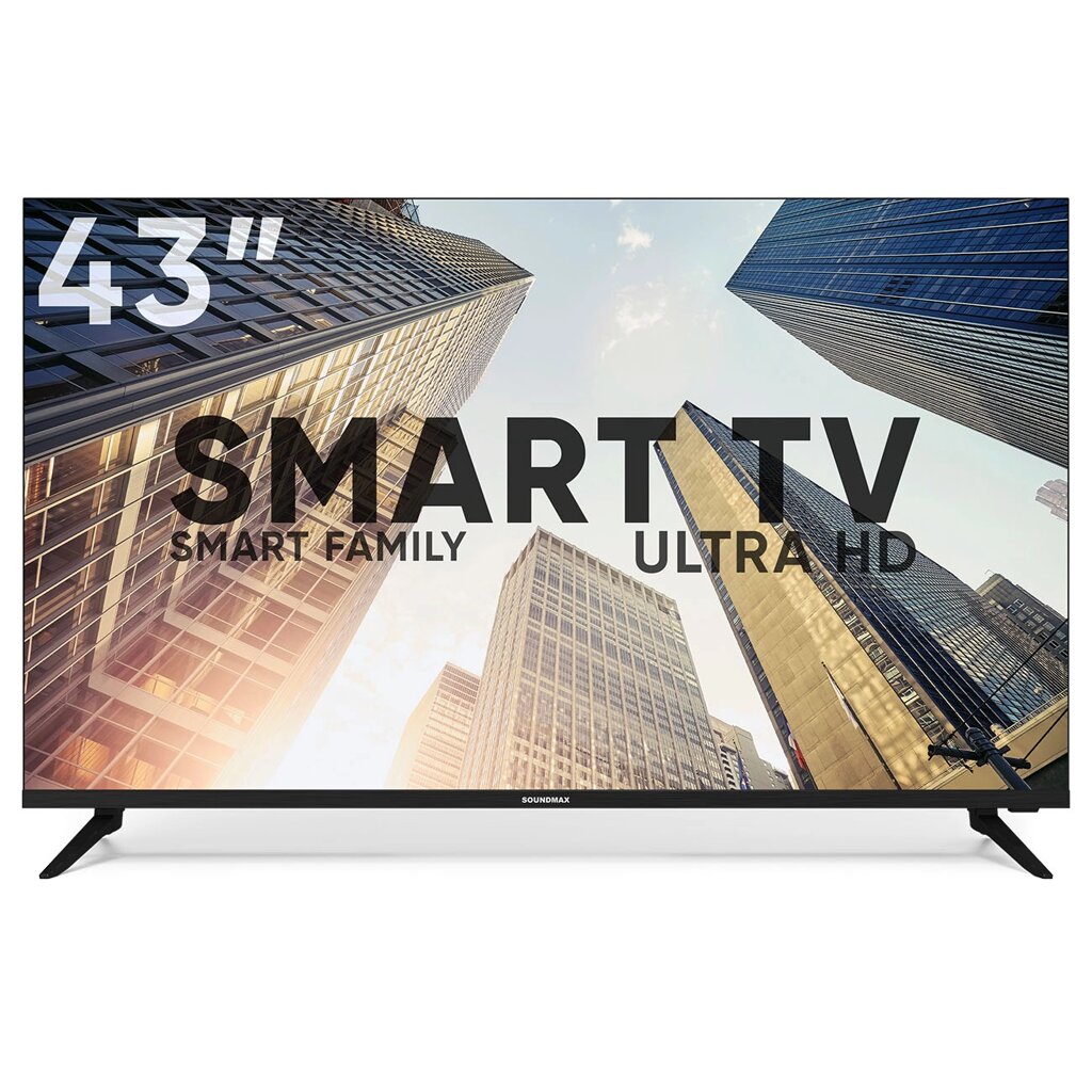 Телевизор Soundmax SM-LED43M02SU черный 3840x2160, 4K Ultra HD, 60 Гц, Wi-Fi, Smart TV, Android TV от компании F-MART - фото 1