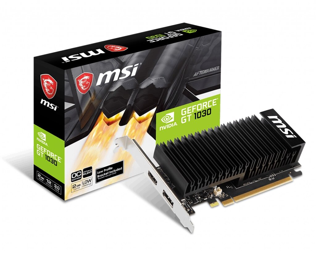 Видеокарта MSI Nvidia GeForce GT 1030 2 ГБ GDDR4 GT 1030 2GHD4 LP OC*** от компании F-MART - фото 1