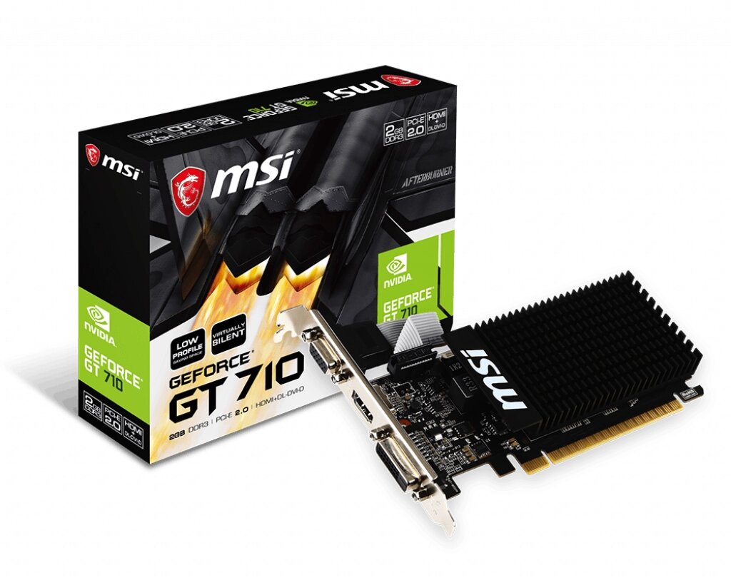 Видеокарта MSI Nvidia GeForce GT 710 2 ГБ GDDR3 (GT 710 2GD3H LP***) от компании F-MART - фото 1