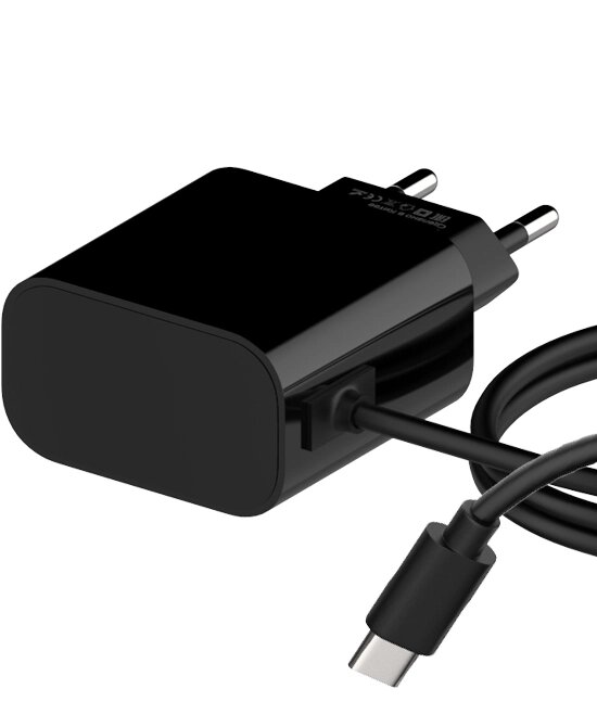 Зарядное устройство сетевое Maxvi CHL-240T, USB Type-C, 2.4А, кабель 1.2м, черный от компании F-MART - фото 1