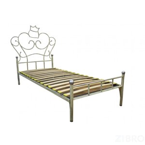 Кровать Анжелика кованая , спальное место (ШхД)90см Х 200см, с металлическим основанием, цвет слоновая кость + патина