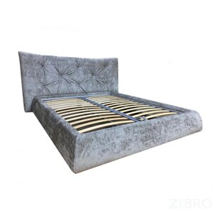 Кровать двуспальная Данте, спальное место (ШхД)160см Х 200см, с подъемным механизмом, ткань велюр, цвет: серый