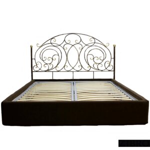 Кровать двуспальная Шарлота c кованым изголовьем, спальное место (ШхД)160см Х 200см, с мягким основанием, подъемный
